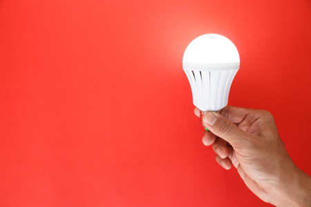 bulb light idea concept creative technology on red background