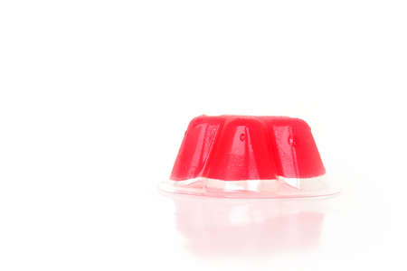 red gelatin dessert on white backgroundの写真素材