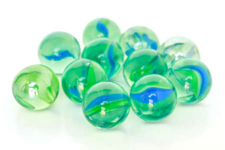 glass ball sphere decoration on white backgroundの写真素材