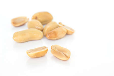 peanut pile on white backgroundの写真素材