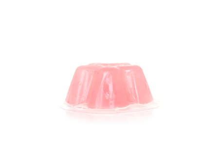 pink gelatin dessert on white backgroundの写真素材