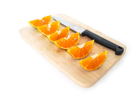 orange slice fruit fresh on white backgroundの写真素材