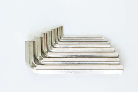 hexagon tool allen wrench set repair fix on white backgroundの写真素材
