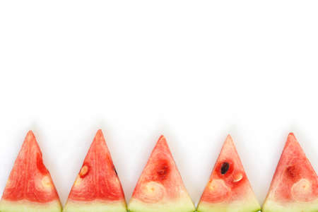 watermelon red slice on white backgroundの写真素材