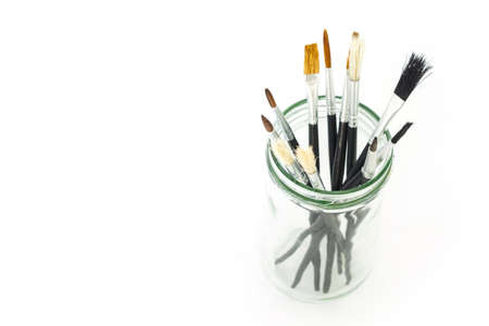 paint brush set tool art  on white backgroundの写真素材