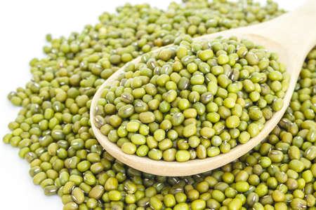 mung bean green in spoon textureの写真素材