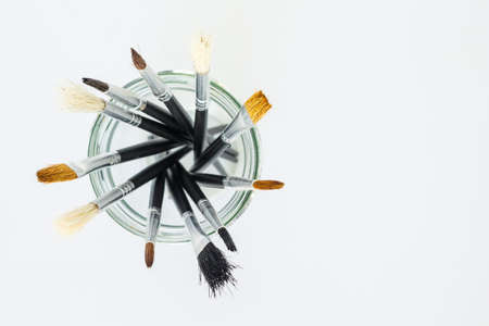 paint brush set tool art  on white backgroundの写真素材