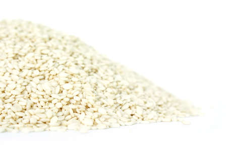 white sesame seed on white backgroundの写真素材