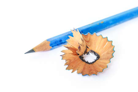 shave colored pencils drawing multicolored on white backgroundの写真素材