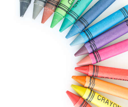 crayon drawing border multicolored backgroundの写真素材
