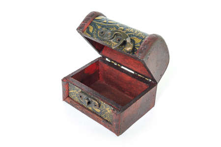 treasure chest wood old vintage empty on white backgroundの写真素材
