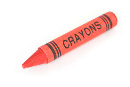 red crayons drawing on white  backgroundの写真素材