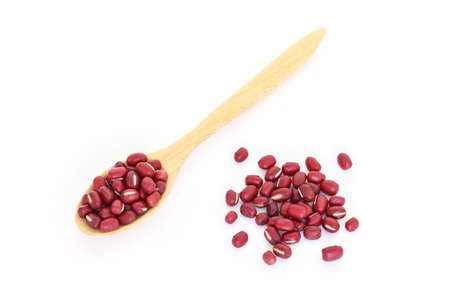 red bean seed spoon vegetable nature on white backgroundの写真素材