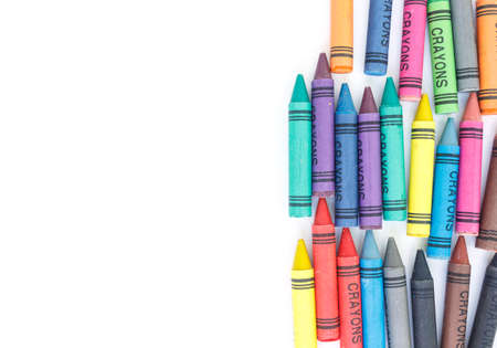crayon drawing border multicolored backgroundの写真素材