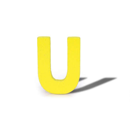 alphabet letter wood long shadow  on white backgroundの写真素材