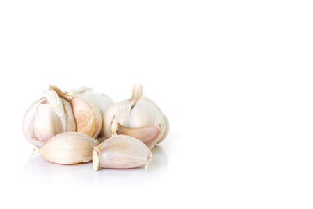 garlic vegetable ingredient on white backgroundの写真素材