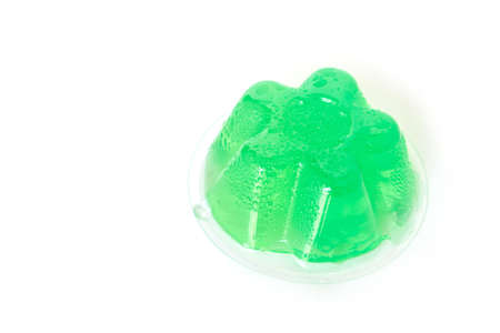 green gelatin dessert on white backgroundの写真素材
