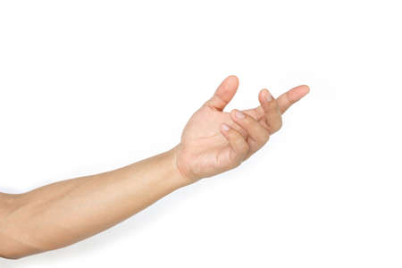 hand of man symbol take or pointing on white background.の写真素材