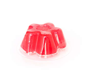 red gelatin dessert on white backgroundの写真素材