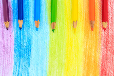 rainbow stroke pencil drawing sketch abstract art.の写真素材