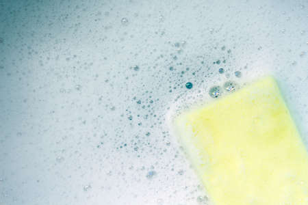 Bubbles foam white washing cleaning spongeの写真素材