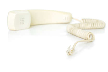 telephone off line cable vintage technology on white background