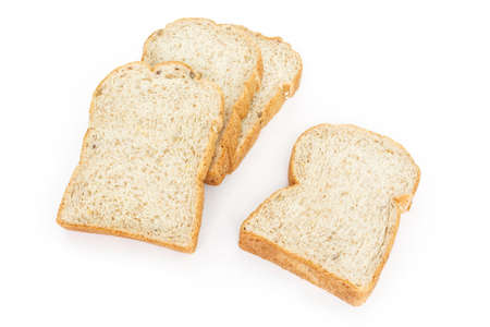 whole wheat bread on white background.