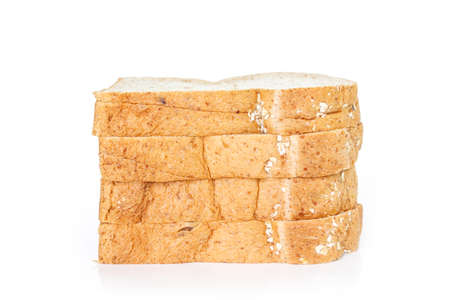 whole wheat bread on white background.