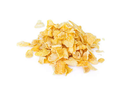 corn flakes top view on white background.