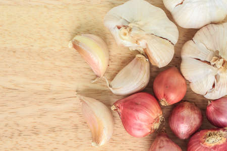 ingredients garlic, onion, food nature backgroundの写真素材