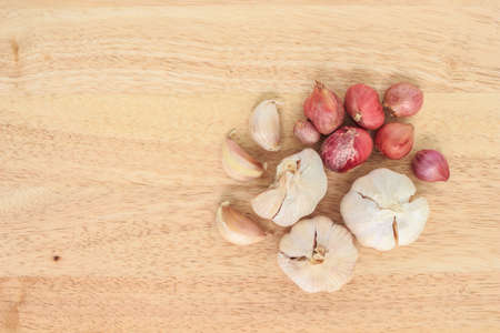 ingredients garlic, onion, food nature backgroundの写真素材