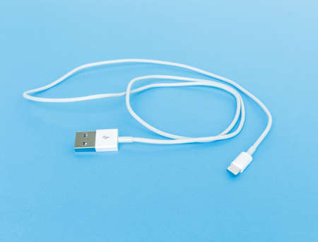 usb cable port charger on blue background