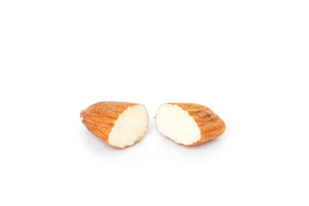 almonds seeds on white background.の写真素材