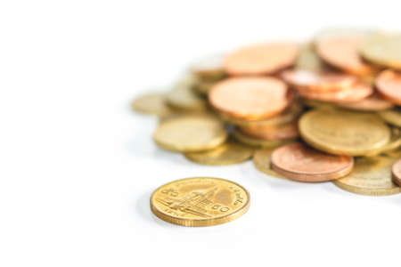 coins money on white background.の写真素材