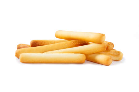 bread sticks on white background.