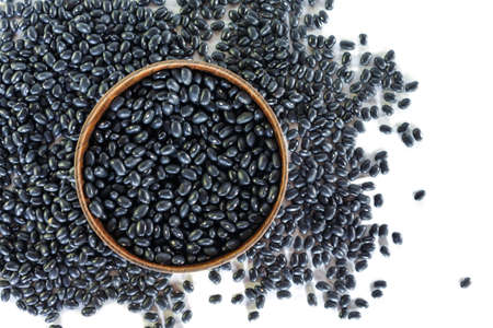 Black bean in bowl on white background.の写真素材