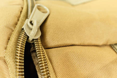 zipper bag color khaki texture.