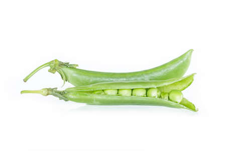 pod pea top view on white background.