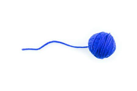 yarn color blue on white background.の写真素材