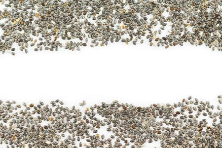 chia seeds pile border texture top view.の写真素材