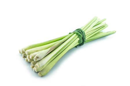 bundle lemon grass on white background.の写真素材