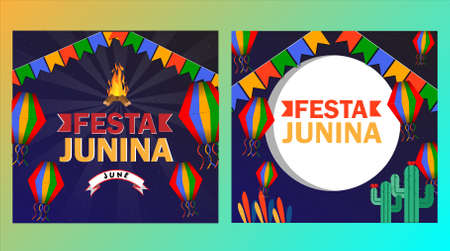 Festa Junina festival square artworkのイラスト素材