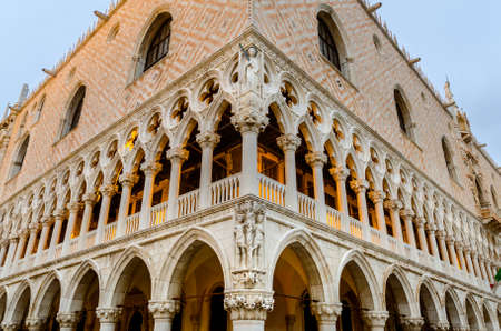 Close up of Doge's Palace or Palazzo Ducale at st mark's square, Venice, Italy.