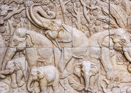 elephant family carveの写真素材