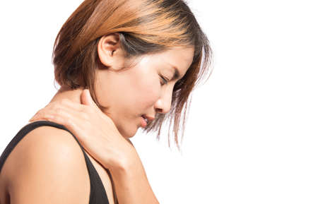 myofascial pain syndrome in young womanの写真素材