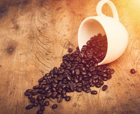 coffee bean in coffee cupの写真素材