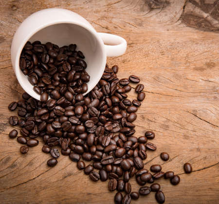 coffee with coffee bean inside cupの写真素材