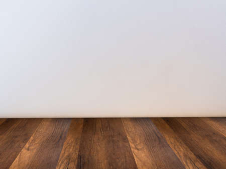 wooden floor texture with white wall and space