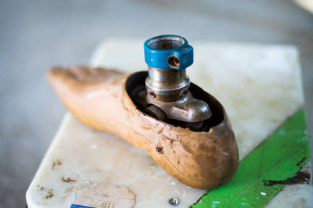 below knee amputee patient with muscle training for prosthesisの写真素材