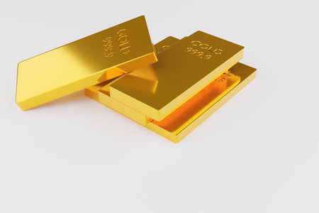 isolated gold bar on white backgroundの写真素材